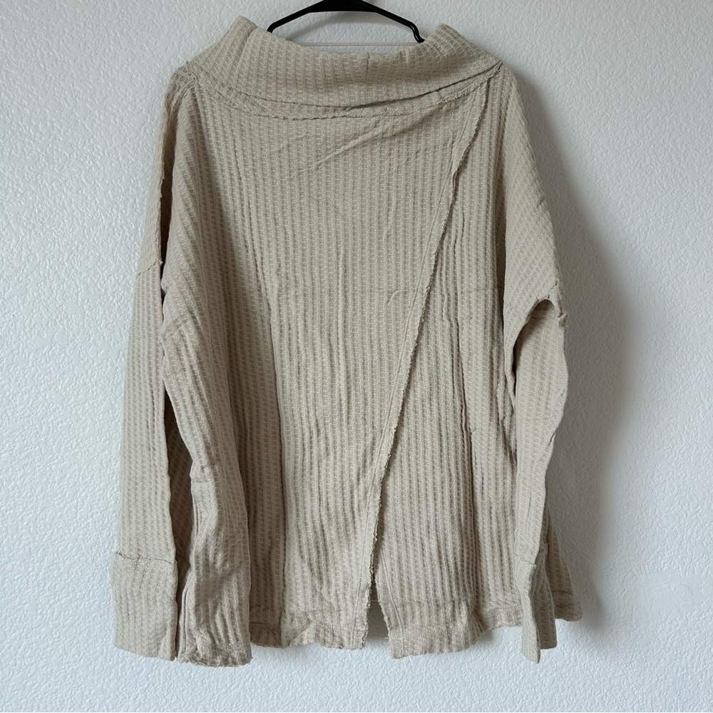 Free People Juicy Long Sleeve Oversized Waffle Knit Sweater in Stone Cold Beige - Picture 12 of 16